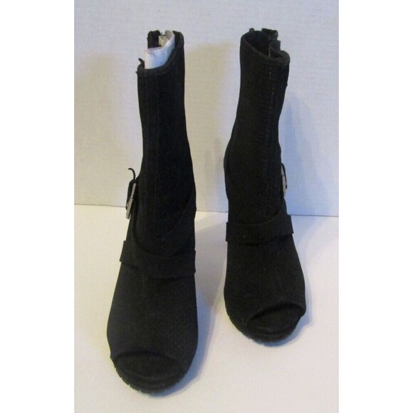 Juicy Couture Ankle Boots NWOB Fabia Black Perforated Peep Toe Platform Size 6.5 - Picture 4 of 11